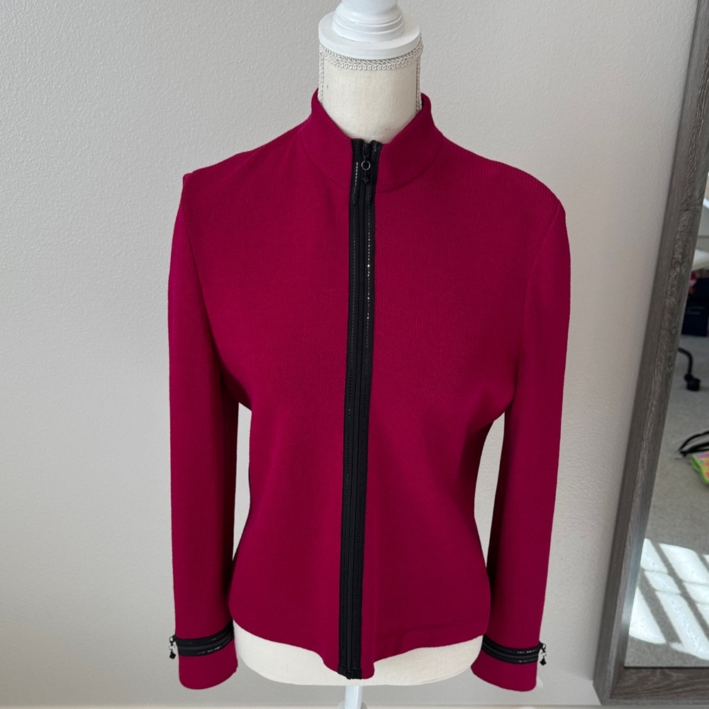 St. John Collection Magenta Bomber Jacket